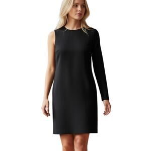 Helmut Lang Black Asymmetrical One Sleeve Dress Minimalist Avant Garde Shift